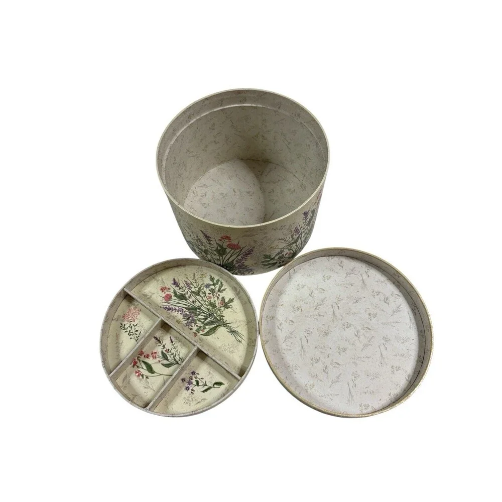 Revelations Round Keepsake Jewelry Trinket Storage Box Herbal Bouquet 9